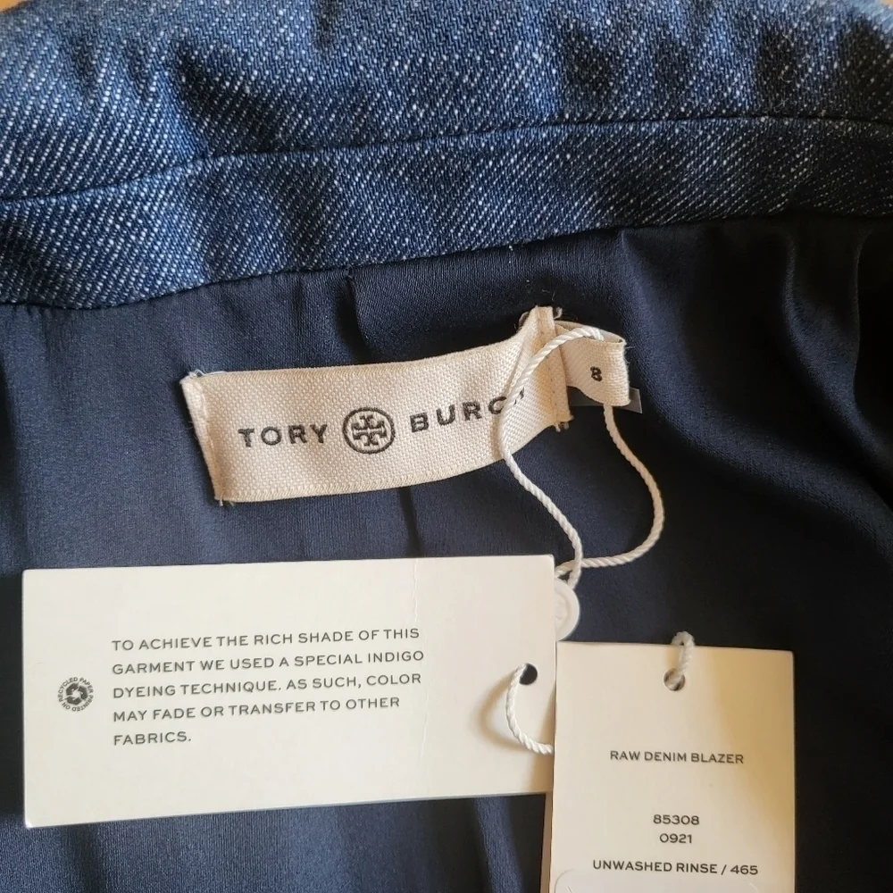 New Tory Burch Raw Denim Unwashed Rinse Blazer/Suit Jacket NWT Size 8